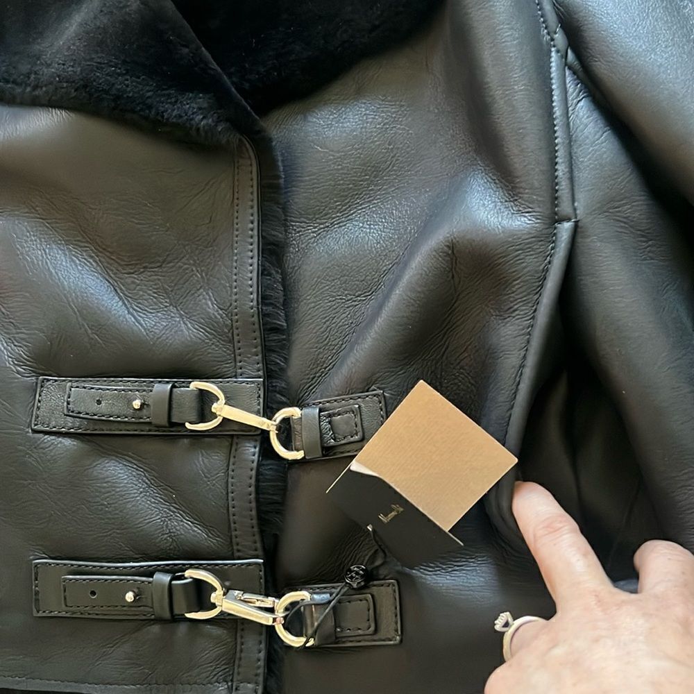 NWT Massimo Dutti | Leather mouton jacket with furskin detail - Picture 10 of 14